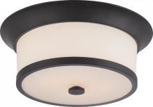  60/5560 - Mobili - 2 Light Flush with Satin White Glass - Aged Bronze Finish