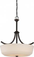  60/5927 - Laguna - 4 Light Pendant with White Glass - Aged Bronze Finish