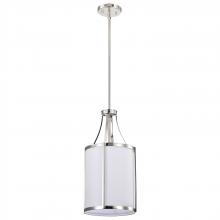  60/7971 - Easton 1 Light Pendant; Polished Nickel Finish; White Linen Shade