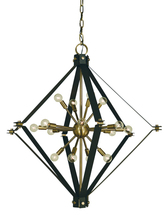  4820 AB/MBLACK - 16-Light Antique Brass/Matte Black Axis Foyer Chandelier