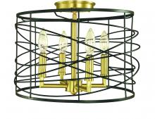  5617 BR/MBLACK - 4-Light Brushed Brass/Matte Black Boca Flush / Semi-Flush Mount