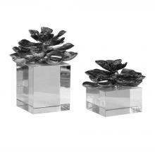  20158 - Uttermost Indian Lotus Metallic Silver Flowers S/2